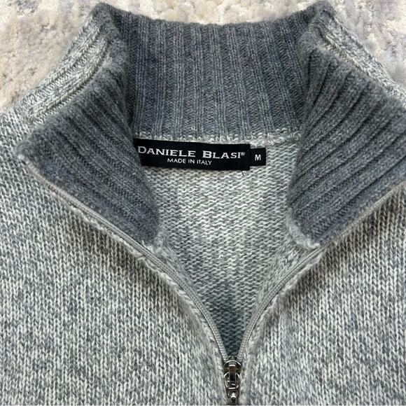 Daniele Blasi Wool Bland Gray Mock Neck 1/4 Zip Sweater Made in Italy Medium - Picture 6 of 6
